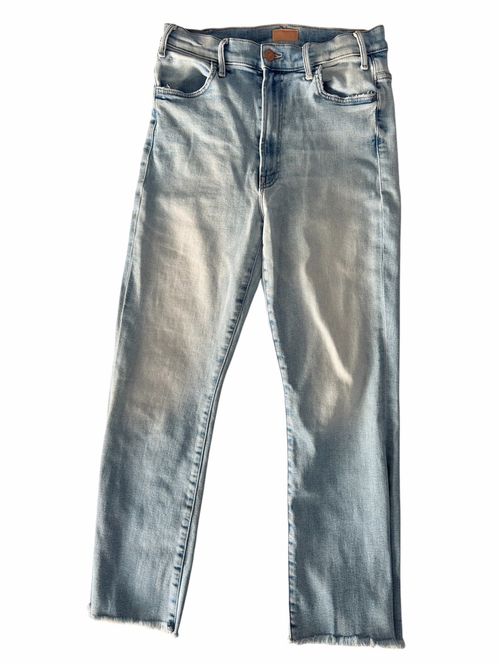 MOTHER the Hustler Ankle Fray in Light Wash Slim Straight Jeans